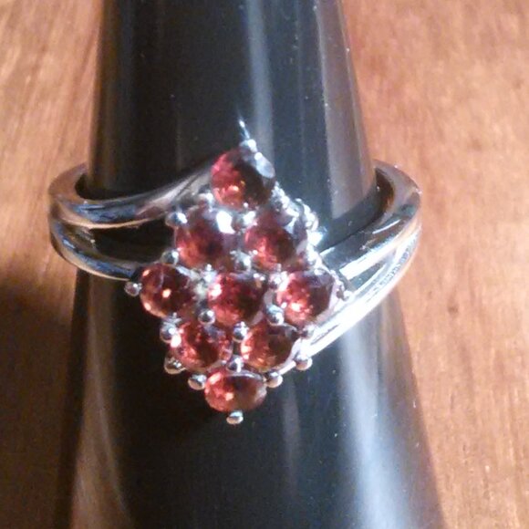 Mozambique Garnet Stainless Steel Ring (Size 7) - Picture 6 of 13